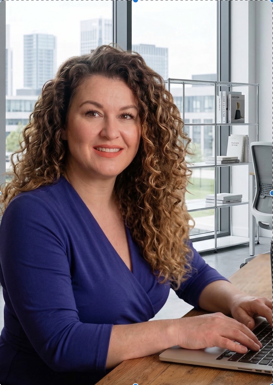 Magdalena Fritz, Gründerin von ROXNOVA und ArchiePDF, am Schreibtisch